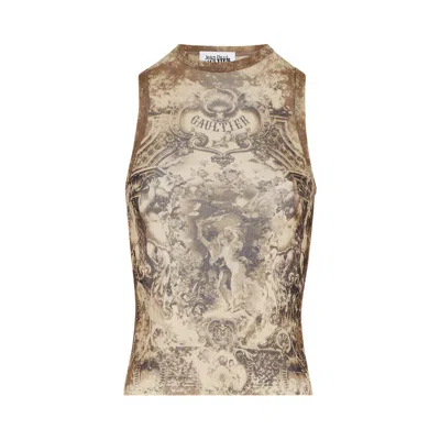 Pre-owned Jean Paul Gaultier Médaillon Tank Top 'light Beige/taupe' | Women's Size Xs