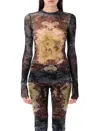 Jean Paul Gaultier Medallion Mesh Ls Top In Multi