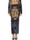 Jean Paul Gaultier Graphic Print Fitted Tulle Skirt In Multi