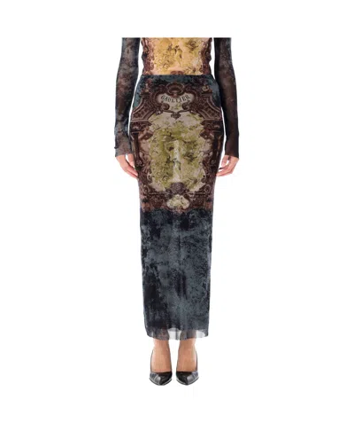 JEAN PAUL GAULTIER MEDALLION MESH MIDI SKIRT