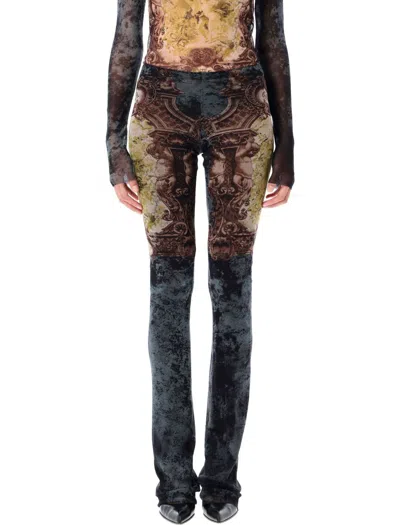 Jean Paul Gaultier Mesh Medallion Velvet Baroque Pant In Black