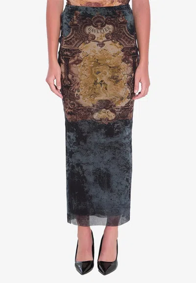 Jean Paul Gaultier Medallion Midi Skirt In Multi