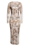 Jean Paul Gaultier Beige Mdaillon Long Dress In Brown