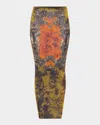 Jean Paul Gaultier Medallion-print Mesh Maxi Skirt