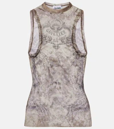 Jean Paul Gaultier Médallion Printed Mesh Tank Top