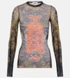 Jean Paul Gaultier Women Medaillon Print Mesh Long Sleeves Top