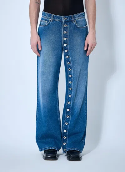 Jean Paul Gaultier Men Buttoned Denim Jeans In Blue