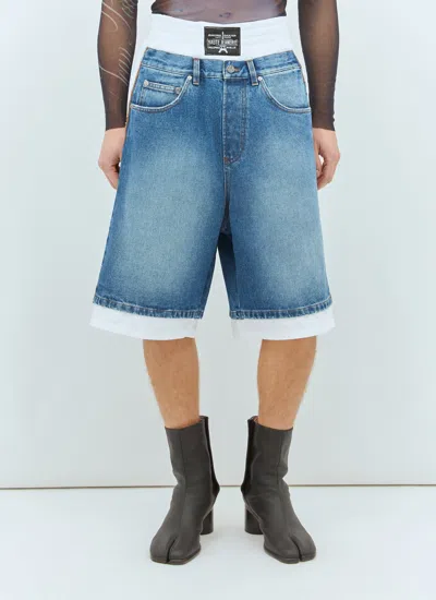 Jean Paul Gaultier Men Denim Panels Cotton Shorts In Blue