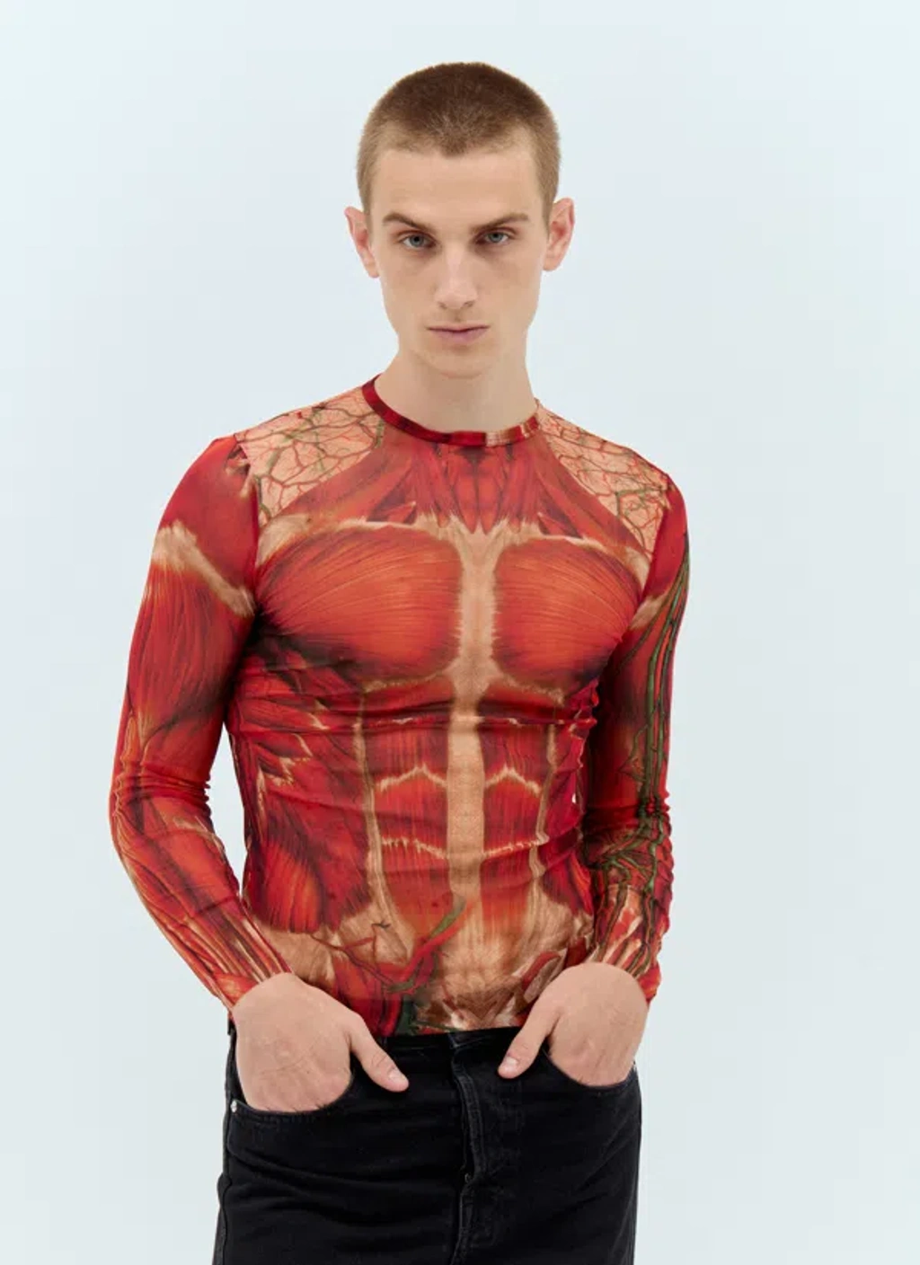 Jean Paul Gaultier Ecorche Mesh Top In Red | ModeSens