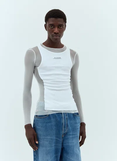 Jean Paul Gaultier Men Petit Grand Mesh Top In White
