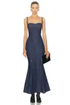Jean Paul Gaultier Denim Mermaid Dress In Indigo In Indigo