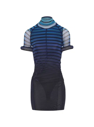 JEAN PAUL GAULTIER JEAN PAUL GAULTIER MESH 3D SHORT DRESS BLUE