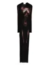 Jean Paul Gaultier Body-print Long Dress In Black