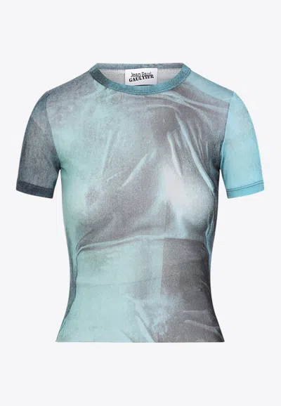 Jean Paul Gaultier Mesh Baby Printed Water T-shirt In Blue