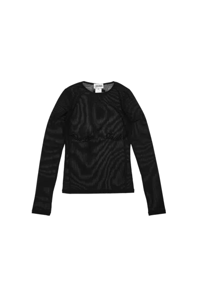 Jean Paul Gaultier Mesh Body-con Top With Velvet Flocked Logo