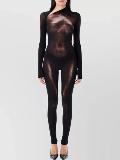 Jean Paul Gaultier Mesh Body-print Jumpsuit In Black