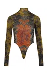 Jean Paul Gaultier Mesh Body Open Back Printed Medaillon Woman Multicolor