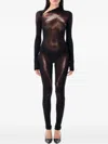 Jean Paul Gaultier Womens Black Brown Printed Long-sleeves Woven Jumpsuit Xs In Black