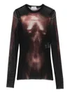 Jean Paul Gaultier Mesh Body-print Top In Black