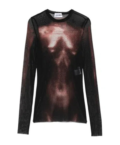 JEAN PAUL GAULTIER MESH BODY-PRINT TOP