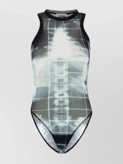 JEAN PAUL GAULTIER MESH BODYSUIT SKELETON PRINT
