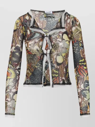 Jean Paul Gaultier Mesh Cardigan Long Sleeves Butterfly Print In Multi