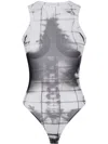 Jean Paul Gaultier Mesh Crew Neck Body Printed Squeletor In White Black