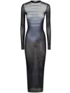 Jean Paul Gaultier Le Male Printed Mesh Long-sleeve Maxi Dress In Blue