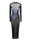 Jean Paul Gaultier Le Male Printed Mesh Long-sleeve Maxi Dress In Azul