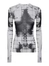 Jean Paul Gaultier Mesh Crew Neck "squeletor" Printed Top In Blanco