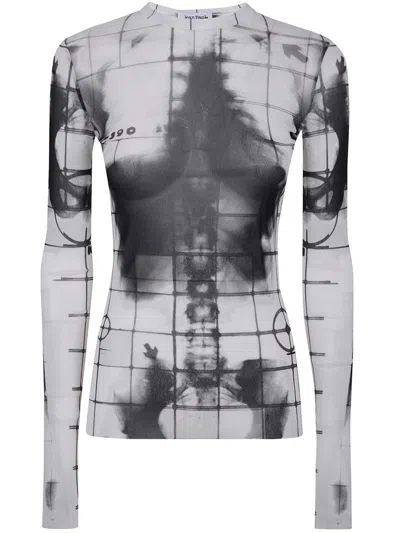 Jean Paul Gaultier Top Con Stampa Squeletor In White