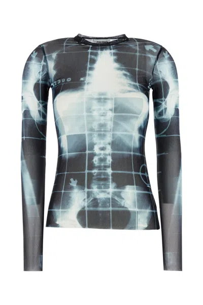 Jean Paul Gaultier Printed Mesh Top In Multi