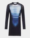 Jean Paul Gaultier Le Mâle Printed Mesh Mini Dress In 595601-navylightbluewhite
