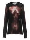 Jean Paul Gaultier Mesh Body-print Top In Black