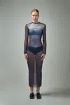 Jean Paul Gaultier Le Male Printed Mesh Long-sleeve Maxi Dress In Blue