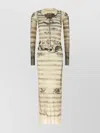 Jean Paul Gaultier Mesh Tattoo Striped Long Dress