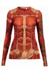 Jean Paul Gaultier Red 'the Écorché' Long Sleeve T-shirt In Red