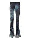Jean Paul Gaultier Black Polyamide Pants With Skeleton Print In Blue
