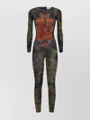 Jean Paul Gaultier Graphic Print Full-length Dress With Long Sleeves In Black