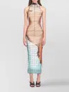 Jean Paul Gaultier Fire Printed Mesh Sleeveless Midi Dress In Multi