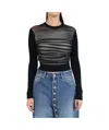 Jean Paul Gaultier Ribbed Mariniere Mesh-layer Crewneck Sweater In Black