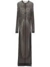 Jean Paul Gaultier Printed Spiraral Long Dress Woman Black In Black
