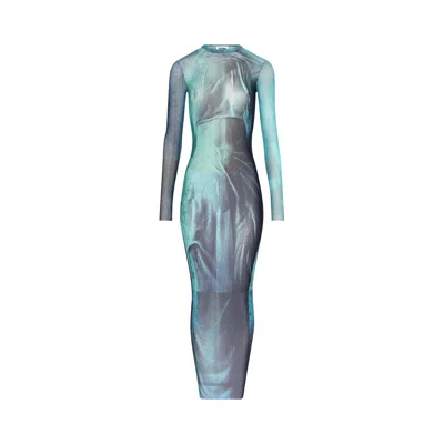 Pre-owned Jean Paul Gaultier Mesh Long Dress 'indigo/vintage Blue' | Women's Size L