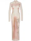 Jean Paul Gaultier Le Classique Printed Stretch-jersey Turtleneck Maxi Dress In Neutrals