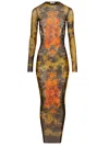Jean Paul Gaultier Mesh Long Dress Printed Medaillon Woman Multicolor