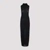 Jean Paul Gaultier Mesh Long Dress With Sequins In Black