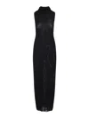 Jean Paul Gaultier Mesh Long Dress With Sequins In Black
