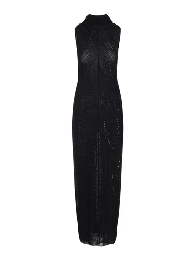 JEAN PAUL GAULTIER MESH LONG DRESS WITH SEQUINS