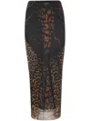 Jean Paul Gaultier Mesh Long Skirt Printed Leopard In Beige Brown Dark Brown Black