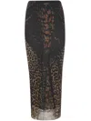 Jean Paul Gaultier Mesh Long Skirt Printed Leopard In Brown